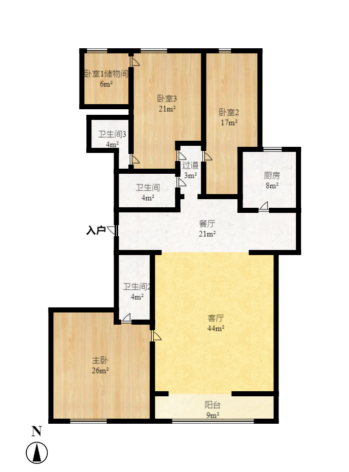 北辰定江洋 4室2厅2卫 11000.0元/月 北辰定江洋 4室2厅2卫 11000.0元/月户型图