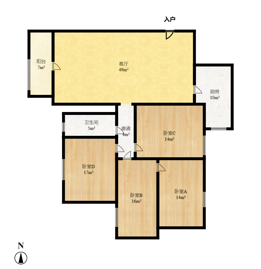 金碧文华 2室2厅1卫 1900.0元/月 金碧文华 2室2厅1卫 1900.0元/月户型图