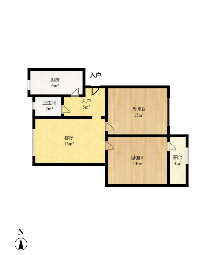 红石咀社区（湖南省第六工程公司宿舍）  2室2厅1卫    62.0万室内图1