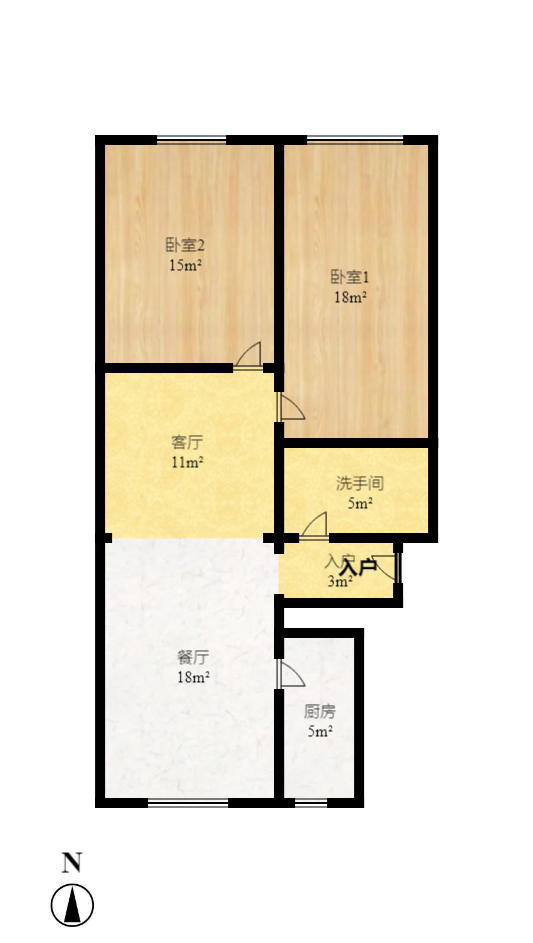 百纺大院宿舍  3室1厅1卫   1600.00元/月室内图1