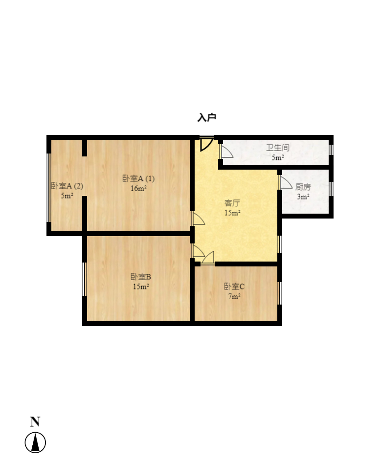 湖南石油化學(xué)工業(yè)局小區(qū)（侯家塘化工廳）  3室2廳1衛(wèi)    56.5萬室內(nèi)圖1