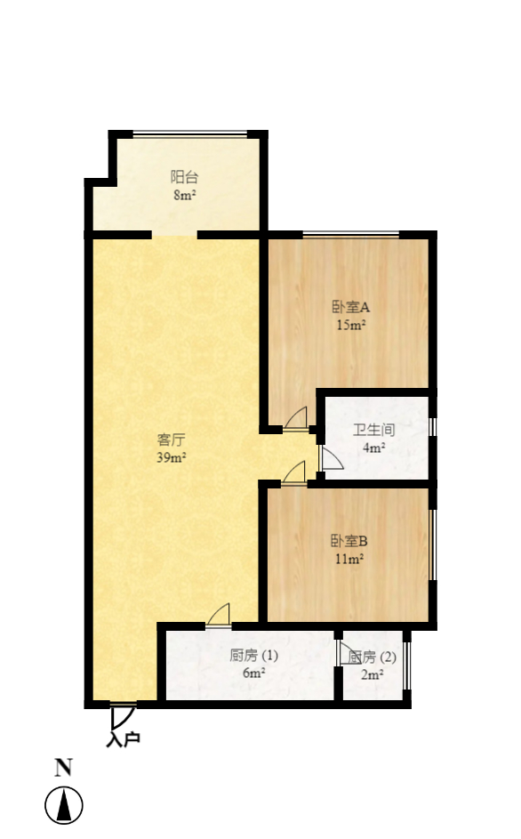 荣悦台  2室2厅1卫    166.0万室内图1