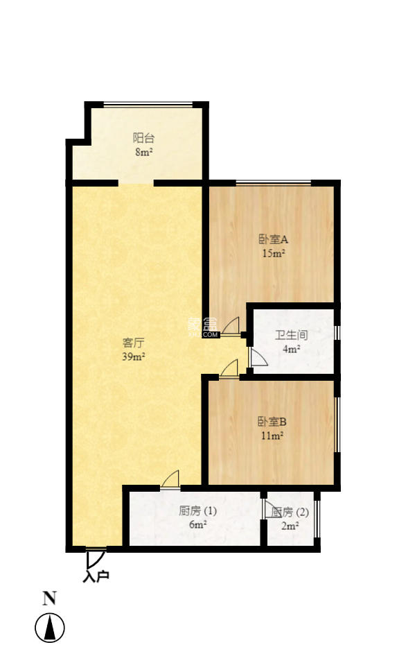 荣悦台 1室1厅1卫 2100.0元/月 荣悦台 1室1厅1卫 2100.0元/月户型图