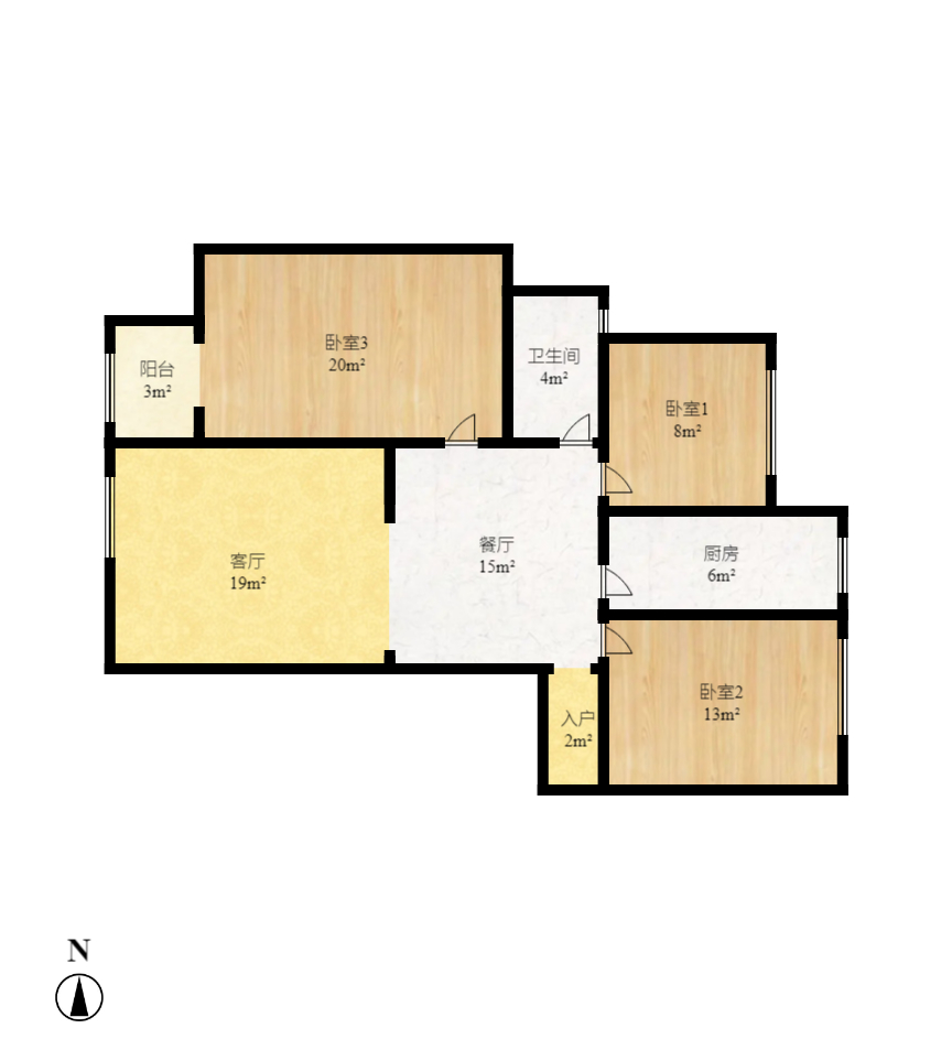 绿地海外滩一期  3室2厅1卫    2000.0元/月 绿地海外滩一期  3室2厅1卫    2000.0元/月户型图