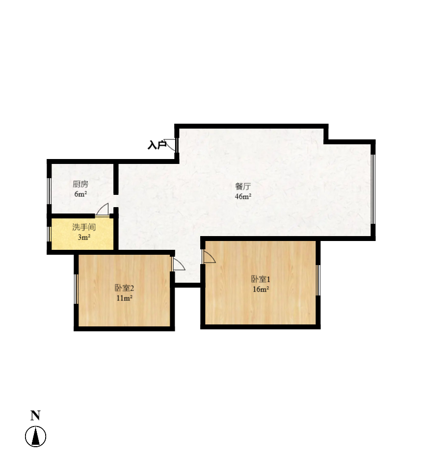 怡景民居 2室1厅1卫 1500.0元/月 怡景民居 2室1厅1卫 1500.0元/月户型图