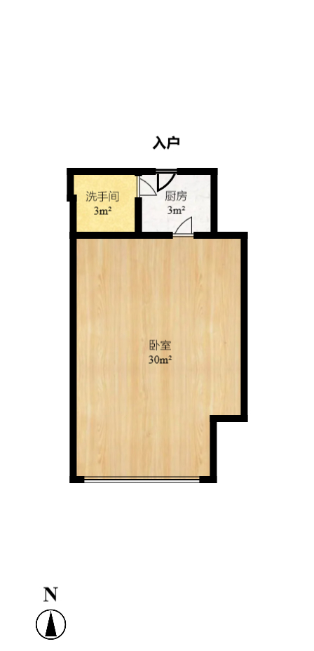 2076至高点  1室1厅1卫    1200.0元/月户型图