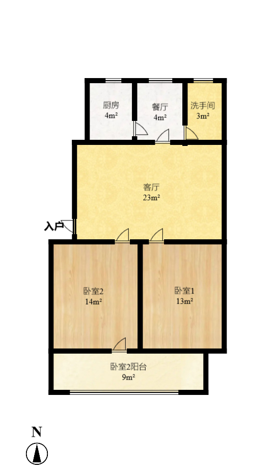 东塘电信宿舍 2室1厅1卫 1600.0元/月 东塘电信宿舍 2室1厅1卫 1600.0元/月户型图