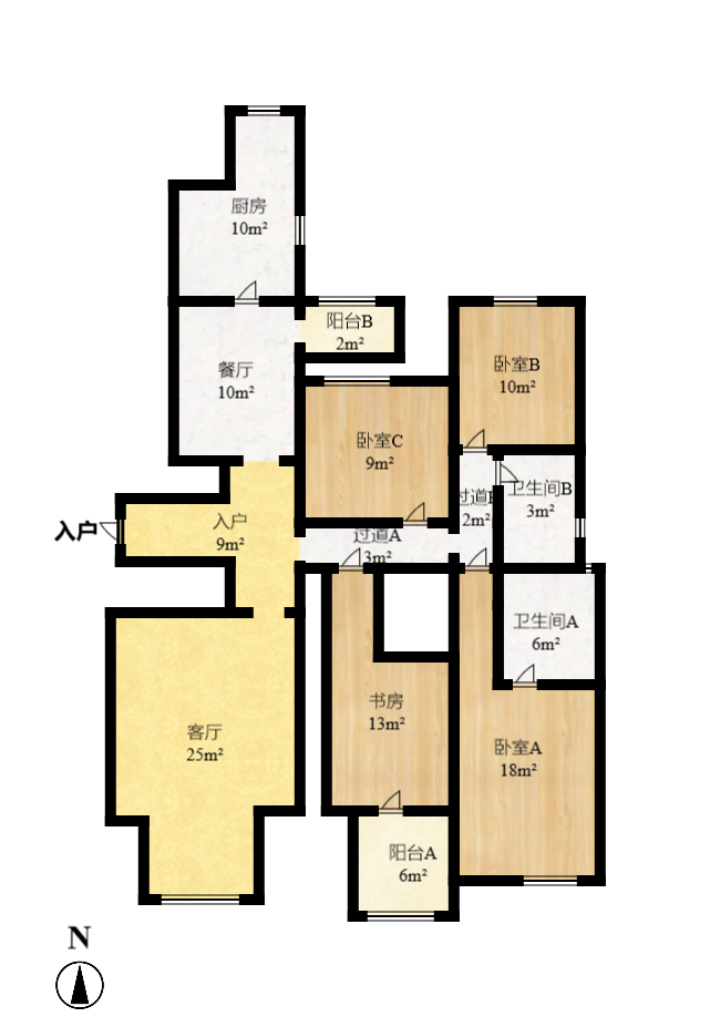 长大彩虹都  4室2厅2卫   167.80万室内图1