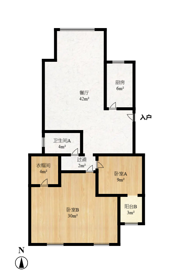 鑫远湘府华城  3室2厅2卫   2700.00元/月户型图