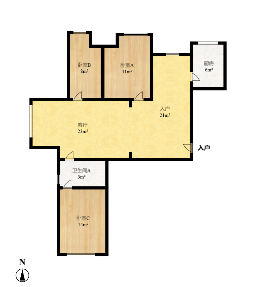 嘉福长安郡(融信澜悦、嘉福好美家园) 3室1厅1卫 2300.0元/月 嘉福长安郡(融信澜悦、嘉福好美家园) 3室1厅1卫 2300.0元/月户型图
