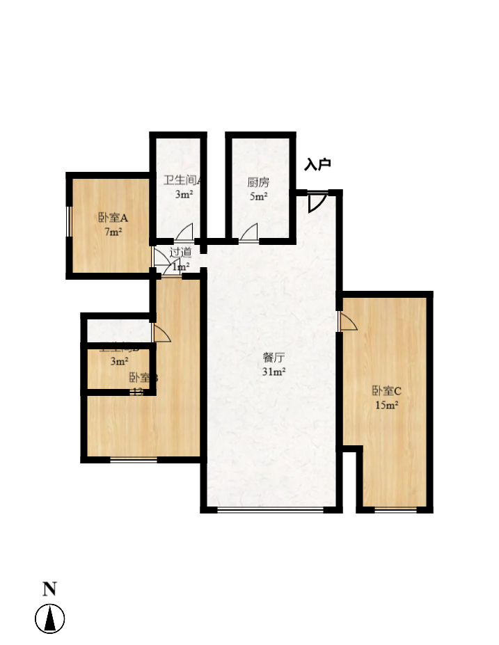 岳泰理想城 1室1厅1卫 1600.0元/月 岳泰理想城 1室1厅1卫 1600.0元/月户型图