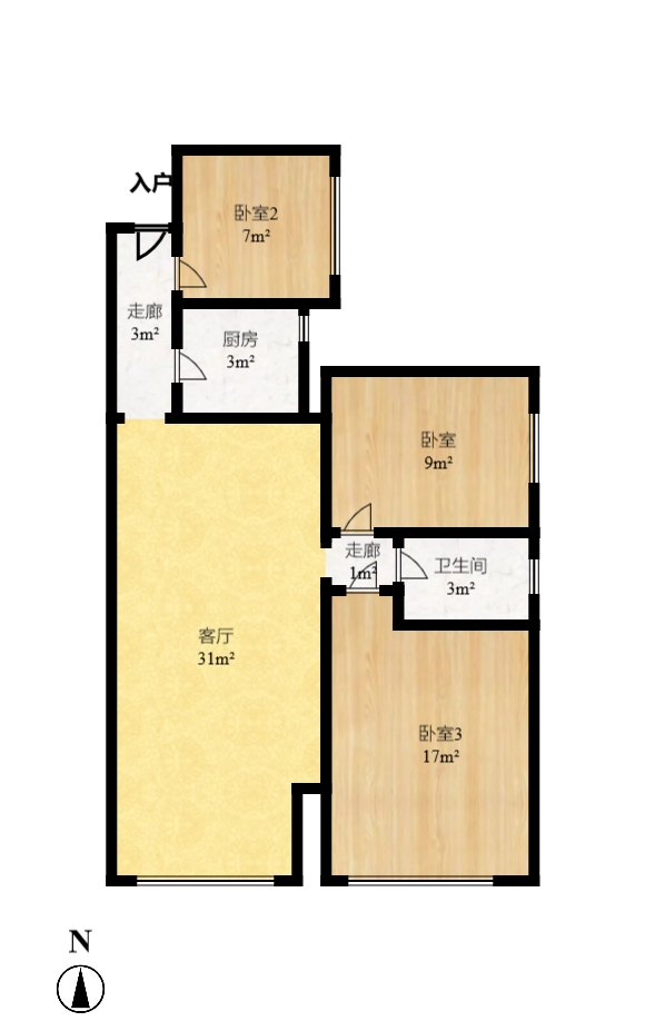 海德公园 3室2厅1卫 2250.0元/月 海德公园 3室2厅1卫 2250.0元/月户型图