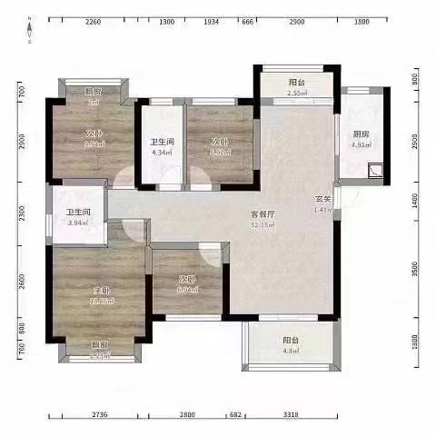 山水印象  4室2厅2卫   76.80万