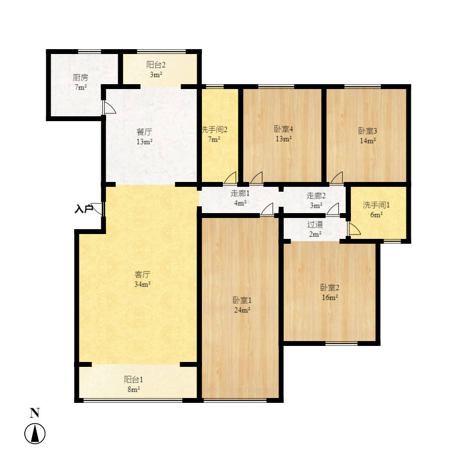 湘林家园（湘林小区电梯房）  3室2厅1卫   3500.00元/月户型图