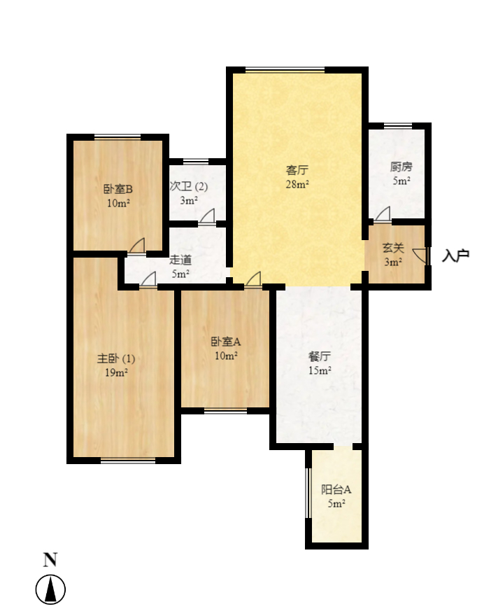 城市山水豪园（山水城市风景）  3室2厅2卫   2800.00元/月户型图