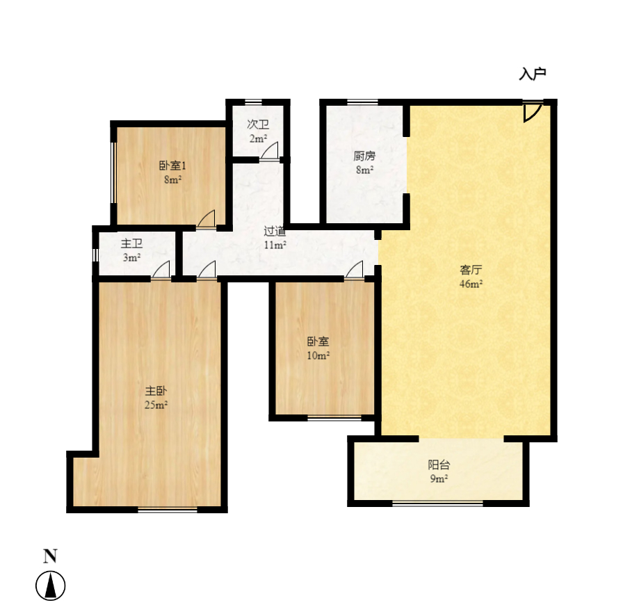 嘉盛逸林园(新合村综合楼) 3室2厅2卫 2300.0元/月 嘉盛逸林园(新合村综合楼) 3室2厅2卫 2300.0元/月户型图