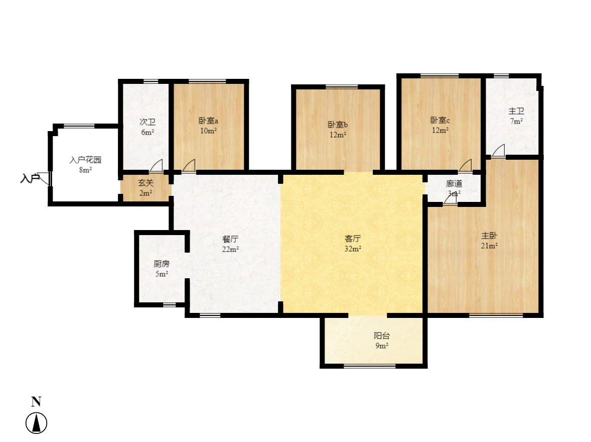好莱城（弘德西街）  4室2厅2卫   3300.00元/月户型图