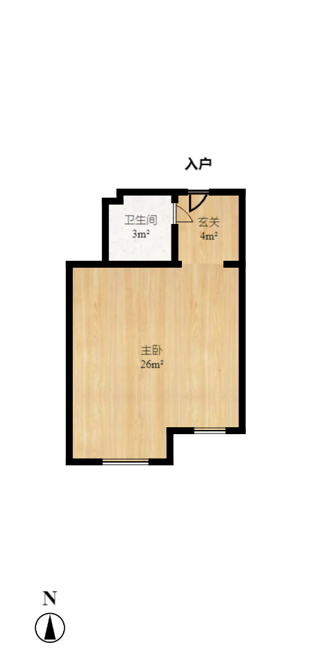 嘉汇公馆  1室0厅1卫    1500.0元/月户型图
