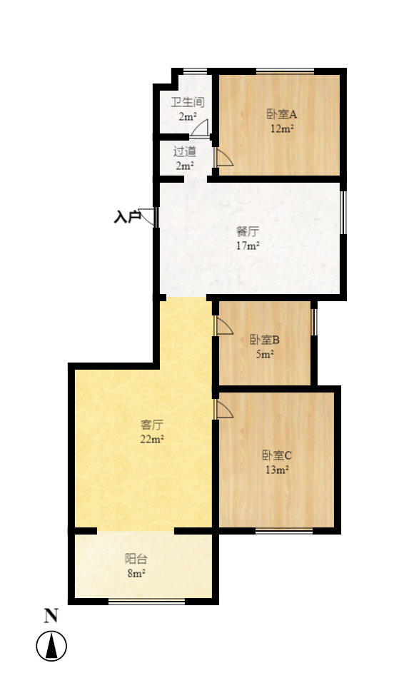 星城雅郡  2室2厅1卫   1600.00元/月室内图1