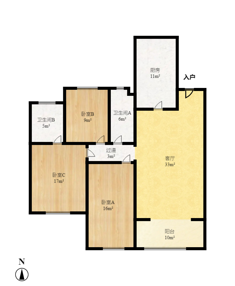 湘楚家园 3室2厅2卫 1800.0元/月 湘楚家园 3室2厅2卫 1800.0元/月户型图