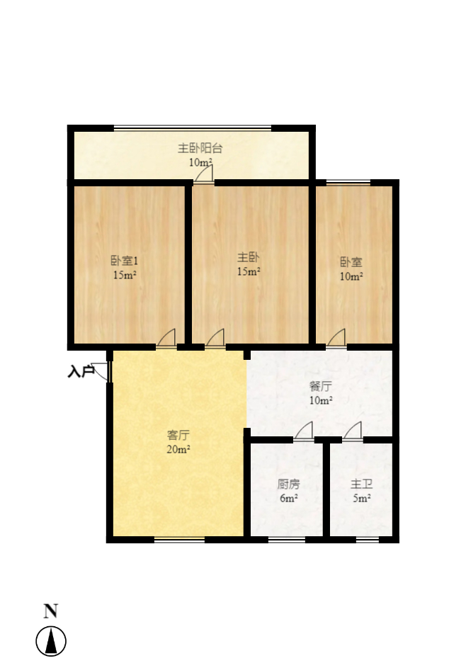 市教委单位房  3室2厅2卫   2300.00元/月户型图