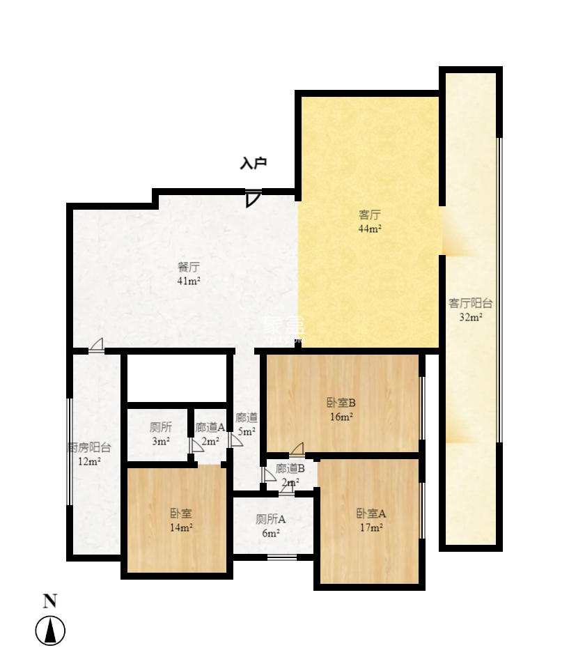 珠江颐德公馆 4室2厅3卫 8800.0元/月 珠江颐德公馆 4室2厅3卫 8800.0元/月户型图