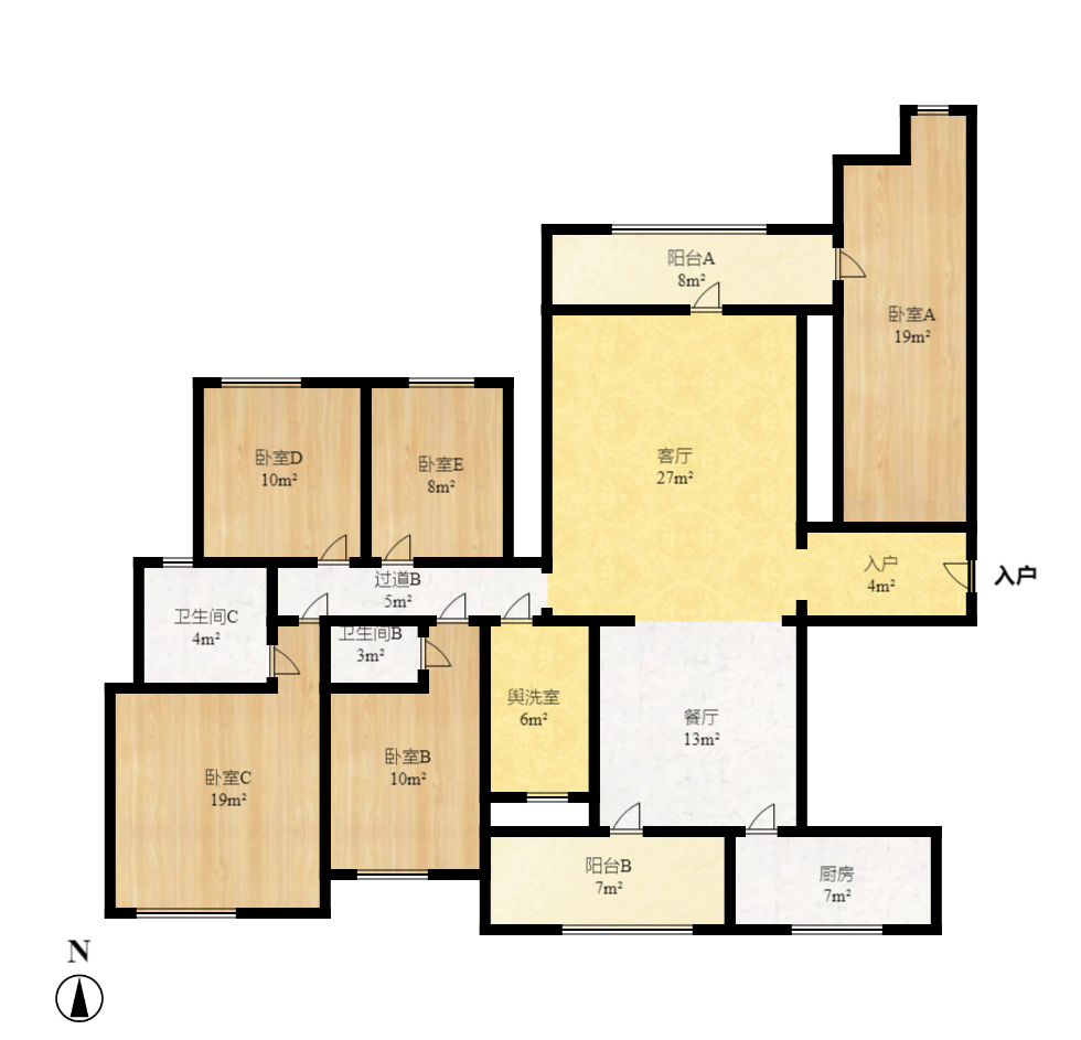 湘府十城（汇财御景湾新寓,汇财国际）  5室2厅3卫    3200.0元/月户型图
