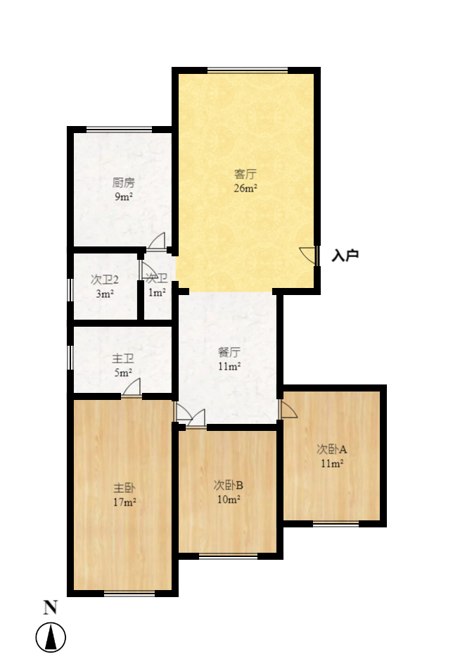 阳光丽景  3室2厅2卫   111.80万室内图1