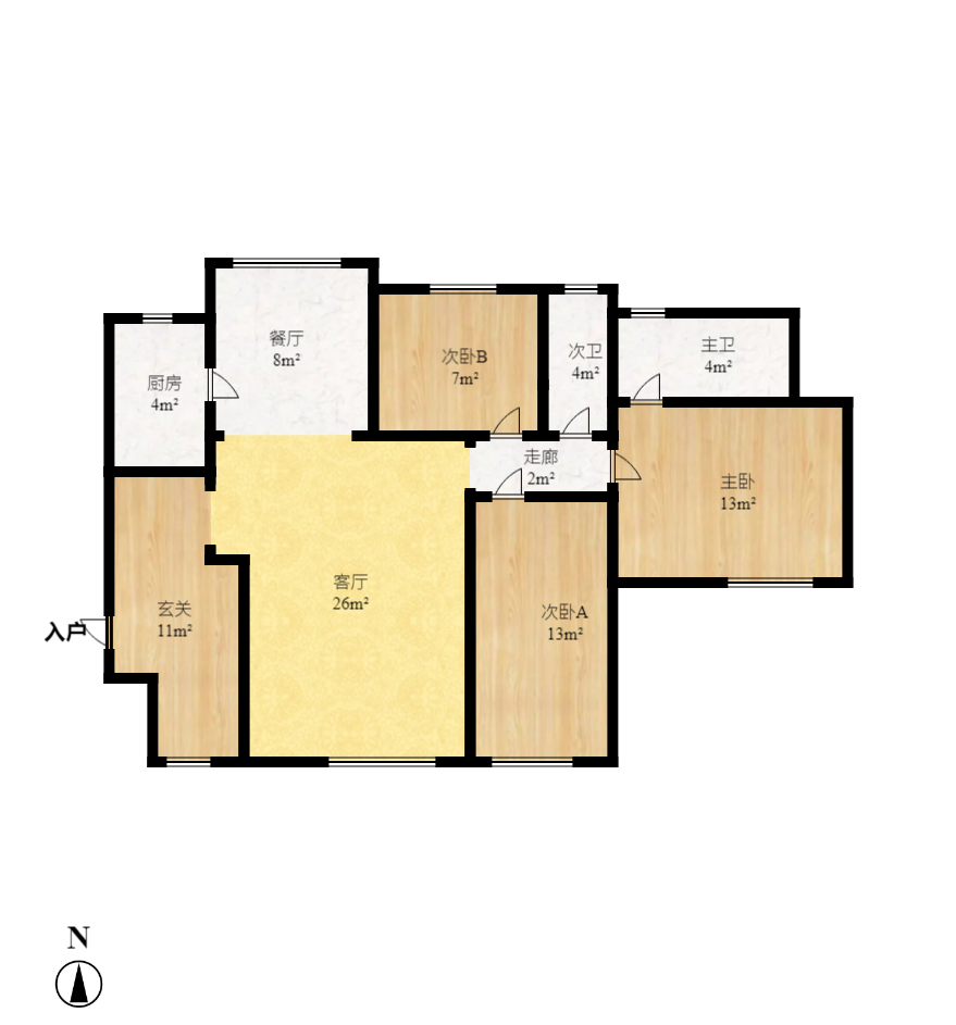 东方航标 3室2厅2卫 2200.0元/月 东方航标 3室2厅2卫 2200.0元/月户型图