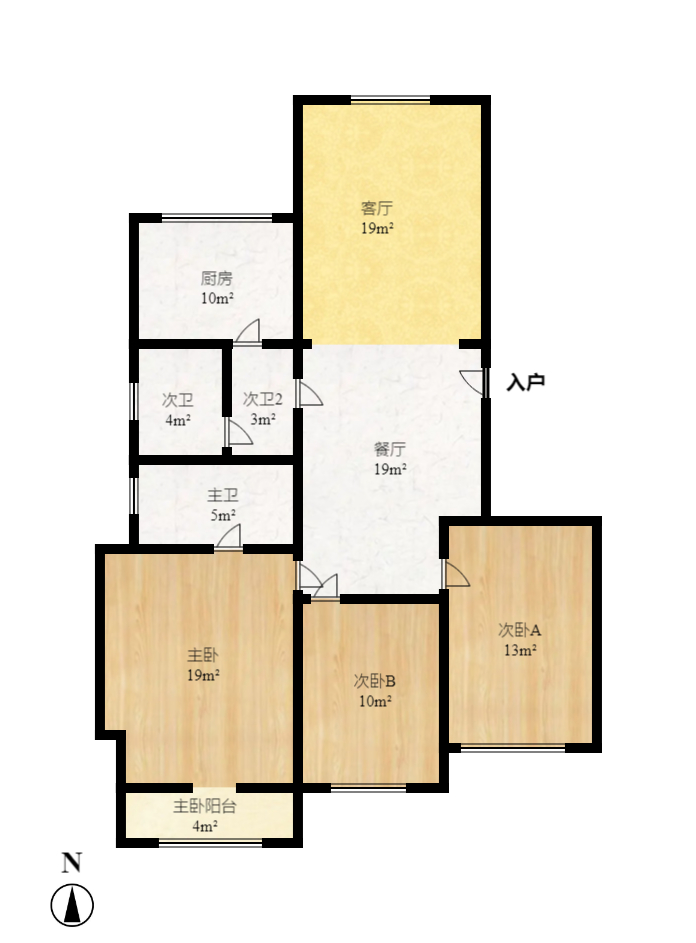 阳光丽景  3室2厅1卫   1800.00元/月户型图
