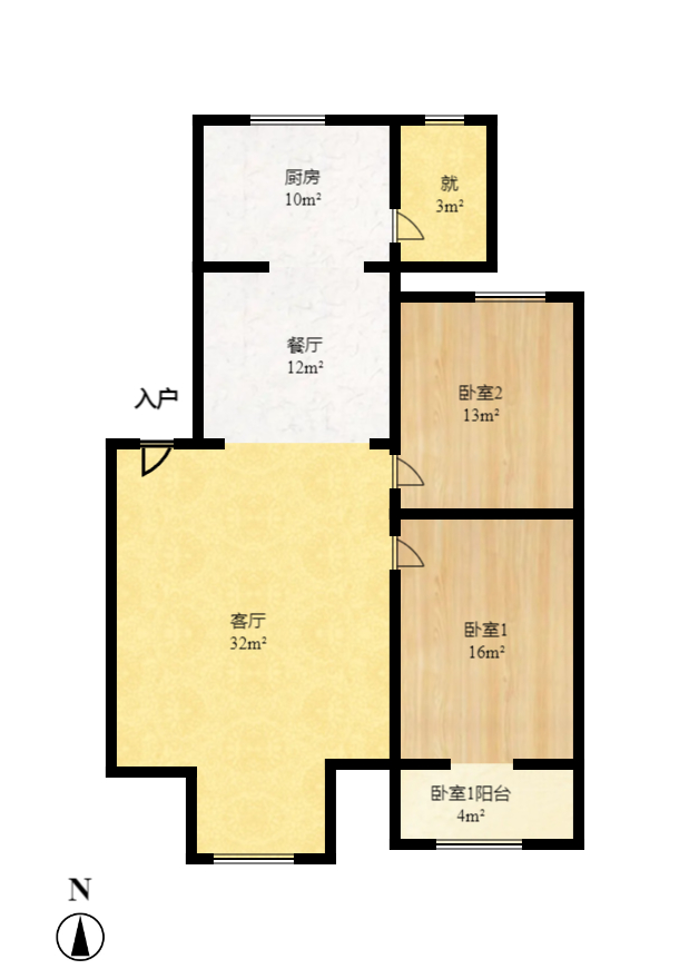 天润花园 3室2厅2卫 2500.0元/月 天润花园 3室2厅2卫 2500.0元/月户型图