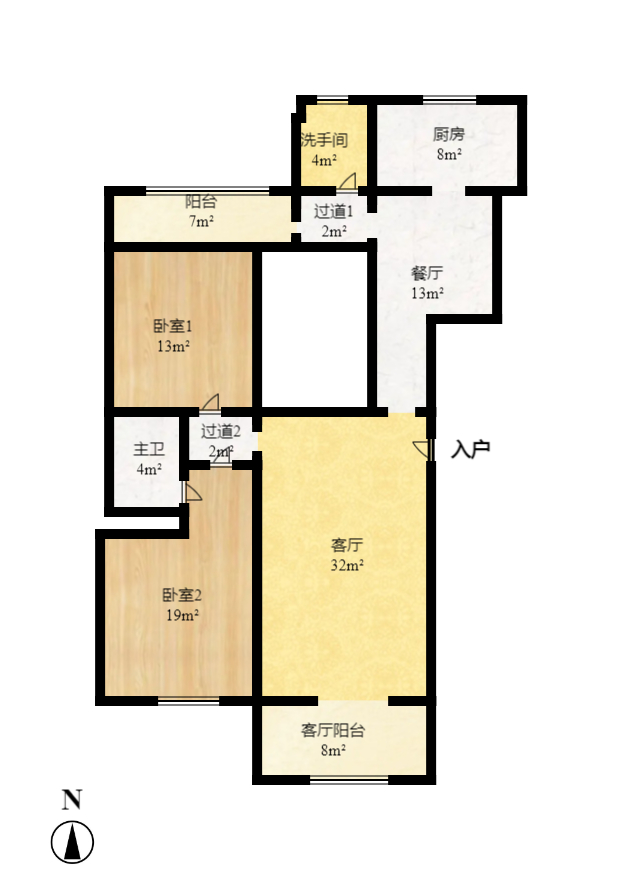 华银园  3室2厅2卫   2500.00元/月户型图