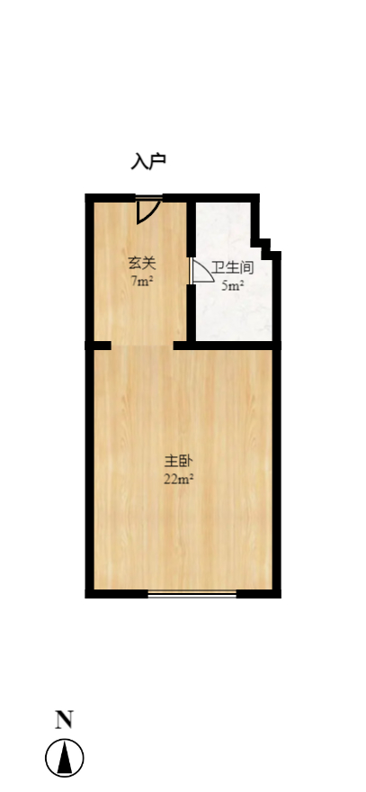长房时代城  1室1厅1卫    1400.0元/月户型图