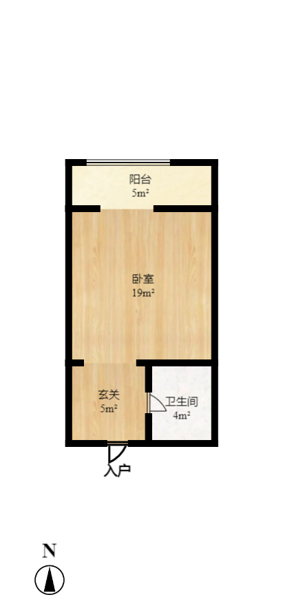 美利新世界  1室1厅1卫   900.00元/月室内图1
