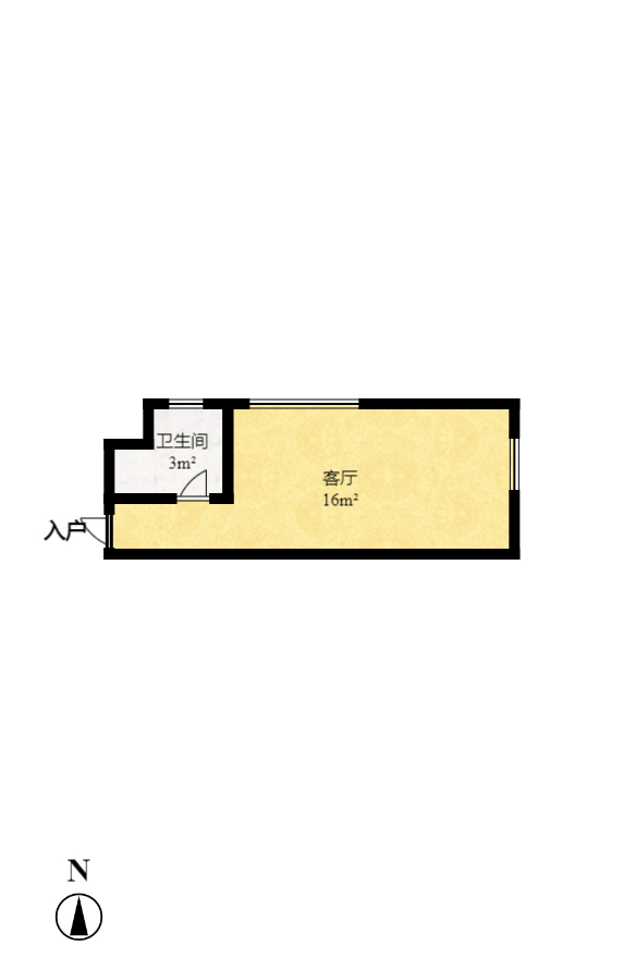 佐佑大厦  1室0厅1卫   850.00元/月户型图