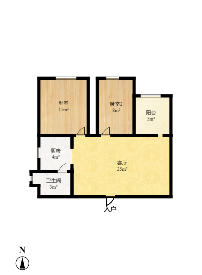 圣力华苑 2室2厅1卫 1400.0元/月 圣力华苑 2室2厅1卫 1400.0元/月户型图