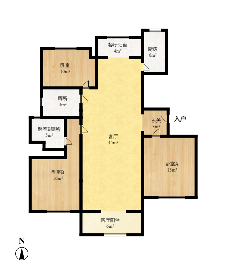 汀湘十里 3室2厅2卫 2200.0元/月 汀湘十里 3室2厅2卫 2200.0元/月户型图
