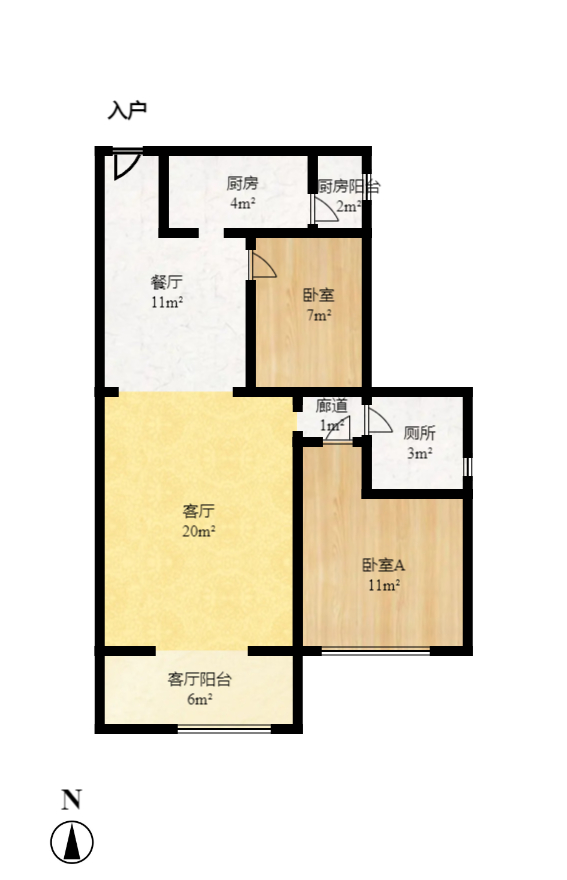 江山帝景哈佛  2室2厅1卫   2200.00元/月户型图