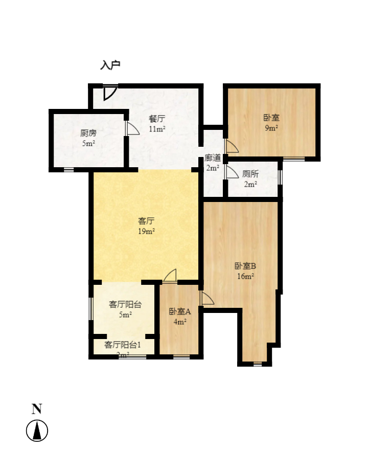 和顺洋湖壹号  3室2厅1卫   3200.00元/月户型图