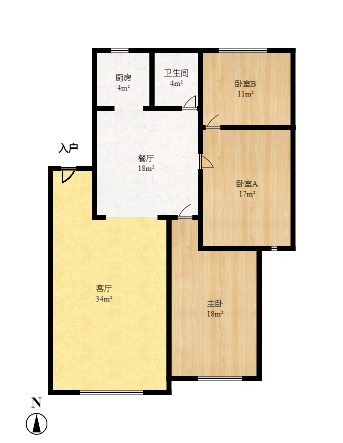 水木兰庭 3室2厅2卫 1600.0元/月 水木兰庭 3室2厅2卫 1600.0元/月户型图