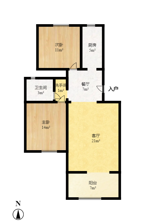 澳海澜庭  1室1厅1卫   1200.00元/月户型图