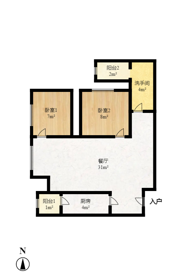 亚商国际  1室1厅1卫   1500.00元/月户型图