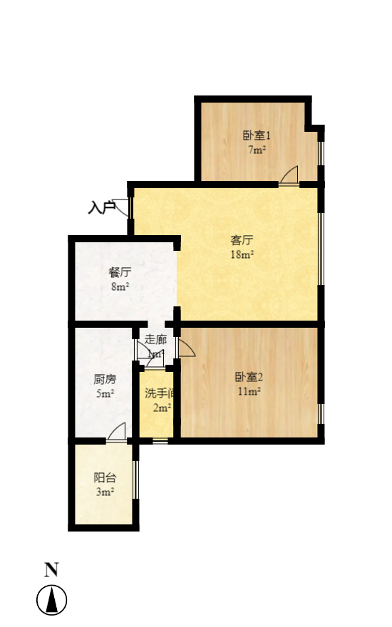 恒生碧水龙庭  2室1厅1卫   50.00万室内图1