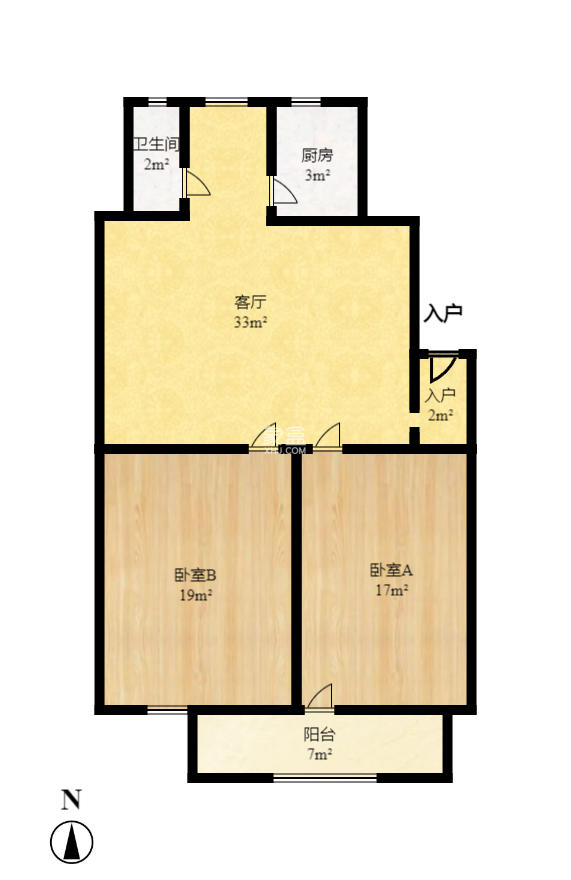 东瓜山二村  2室2厅1卫    1700.0元/月 东瓜山二村  2室2厅1卫    1700.0元/月户型图