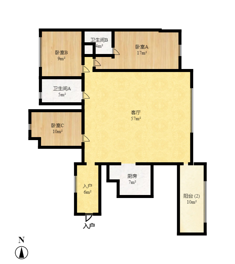 通用时代国际社区  3室1厅1卫    158.0万室内图1