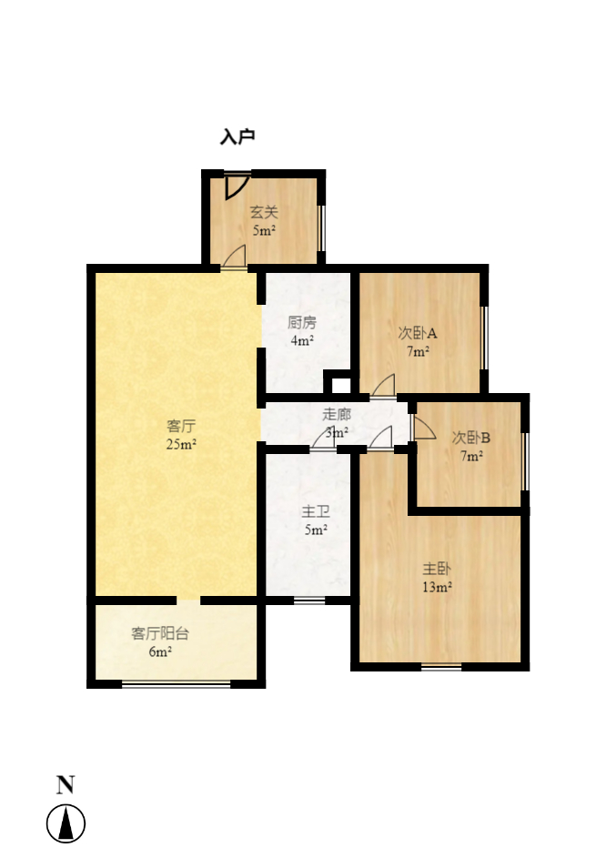 中建芙蓉嘉苑  3室2厅1卫    2200.0元/月户型图