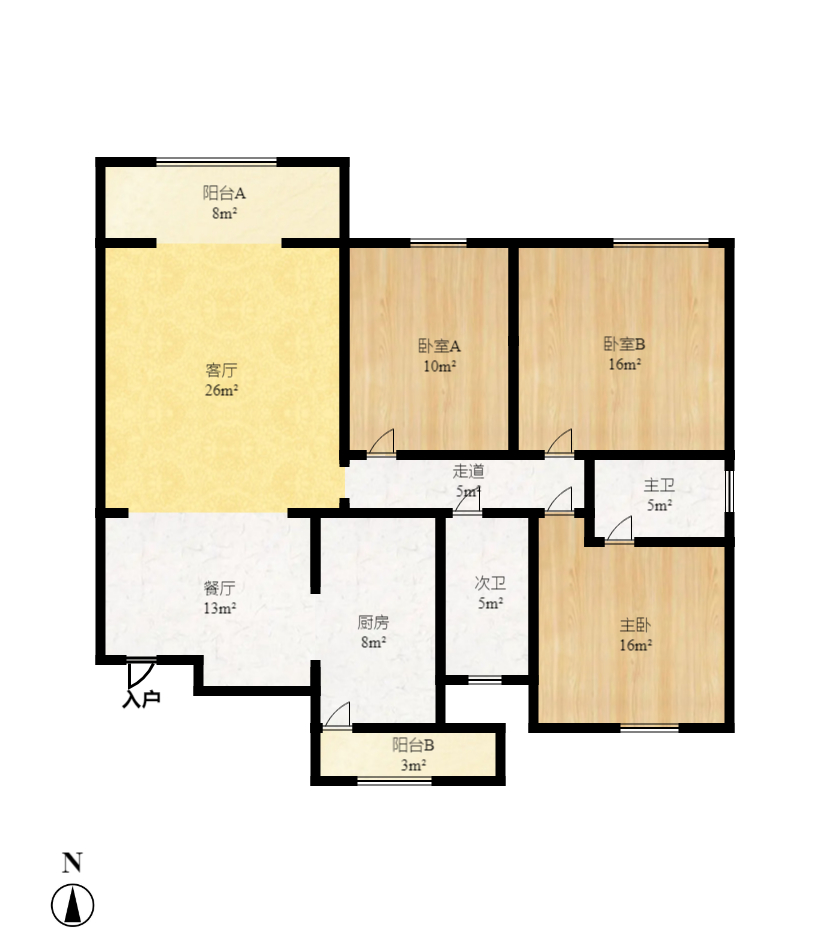 香河公寓 4室2厅2卫 3900.0元/月 香河公寓 4室2厅2卫 3900.0元/月户型图