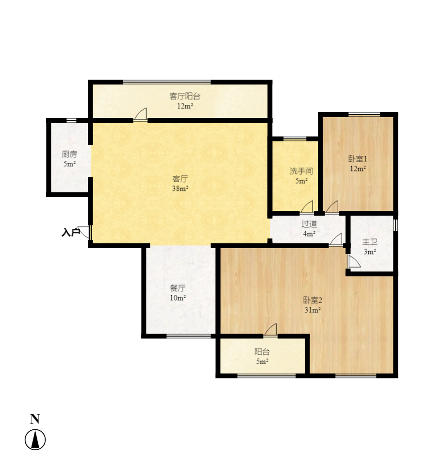 建发中央悦府 2室2厅1卫 3300.0元/月 建发中央悦府 2室2厅1卫 3300.0元/月户型图