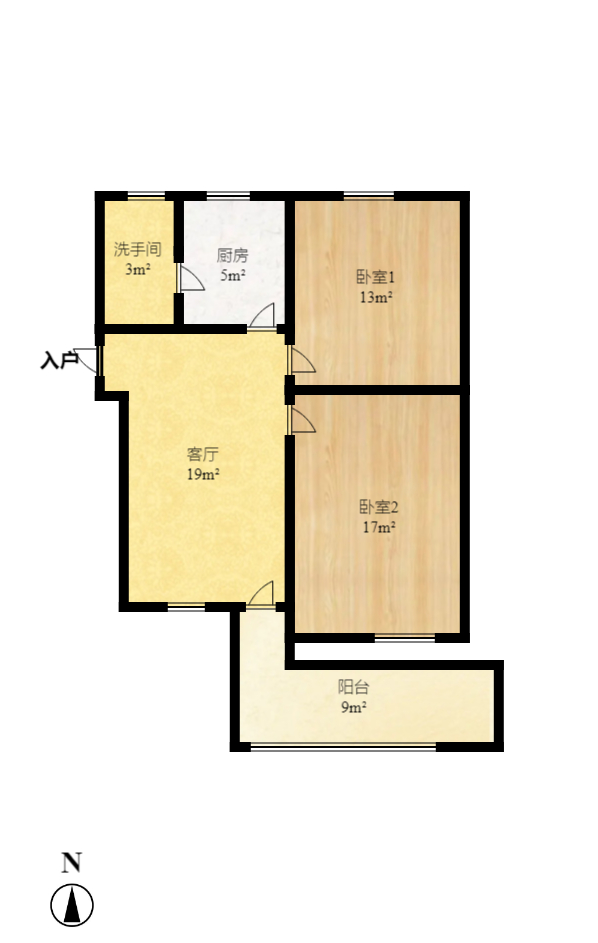 麻园湾 2室2厅1卫 2000.0元/月 麻园湾 2室2厅1卫 2000.0元/月户型图