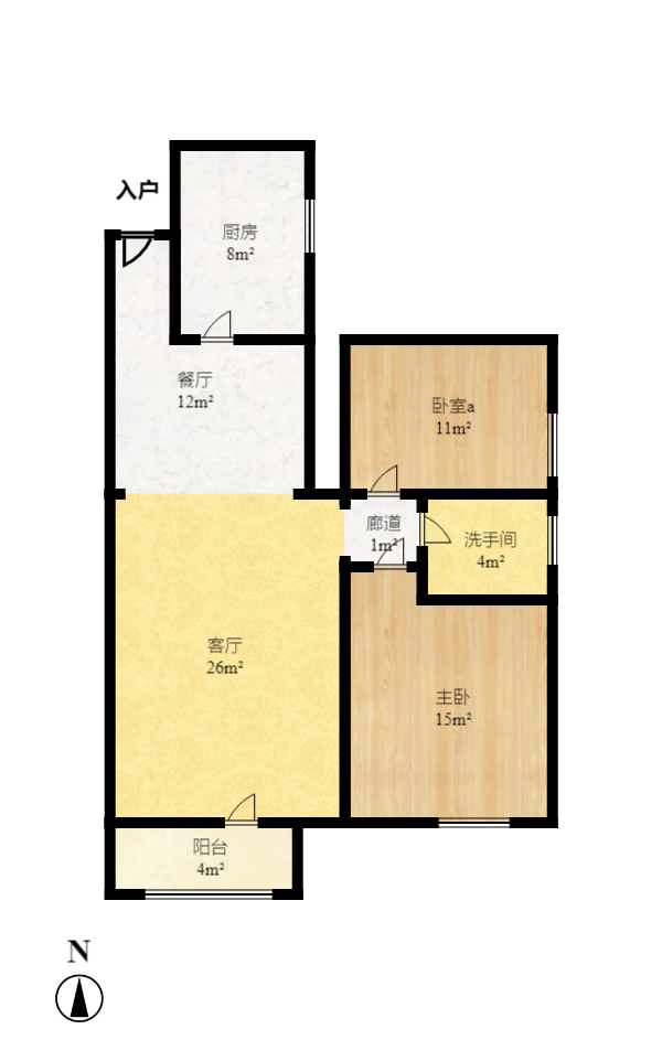和馨园  2室2厅1卫    2100.0元/月户型图